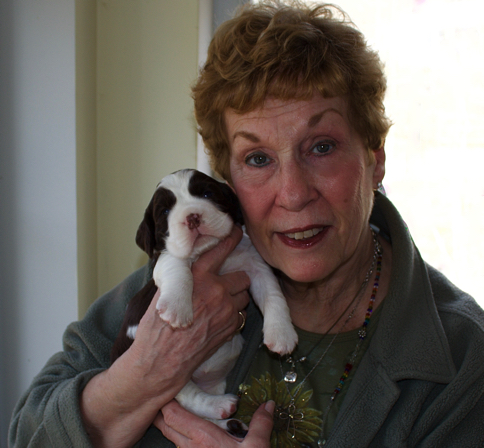 Judy with a puppy
